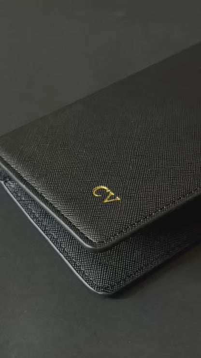 Portapasaportes de cuero saffiano